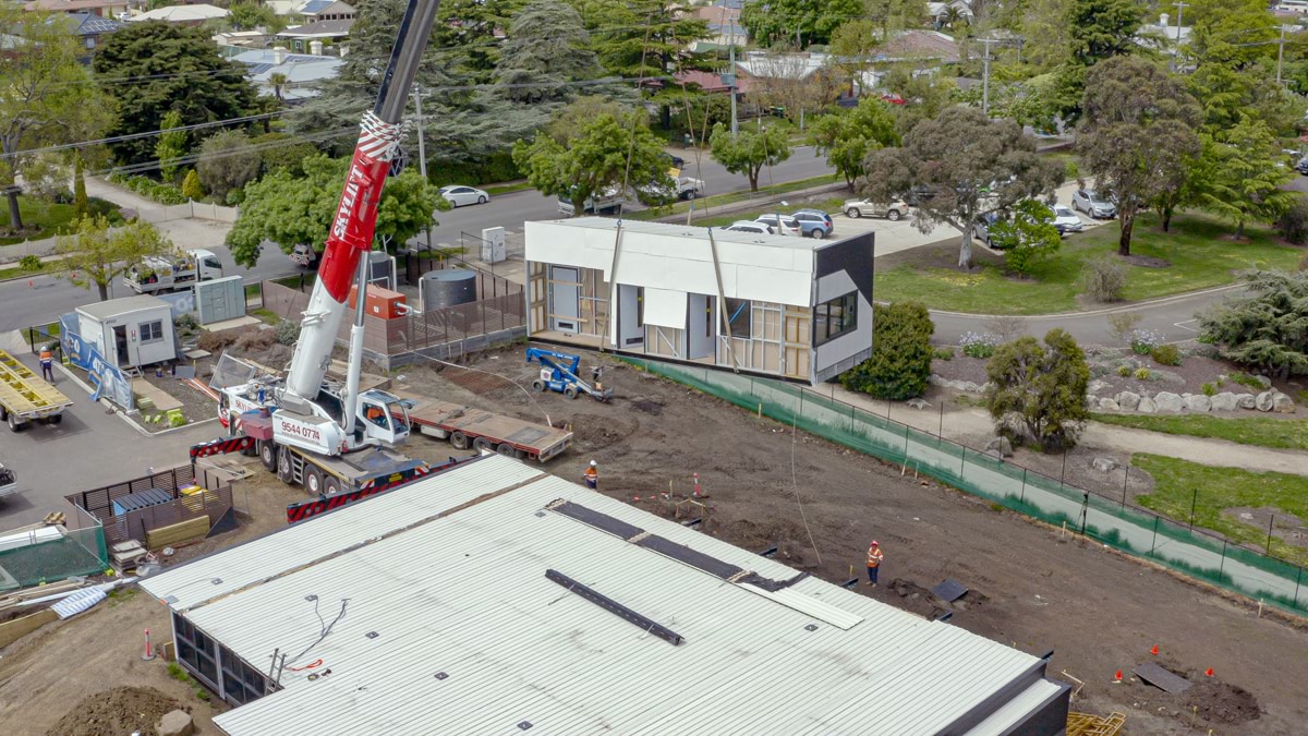 Kyneton Kindergarten - new kinder on a school site, construction progress