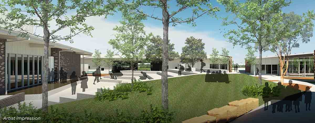 Warracknabeal Education Precinct - outdoor performance space, illustrated render