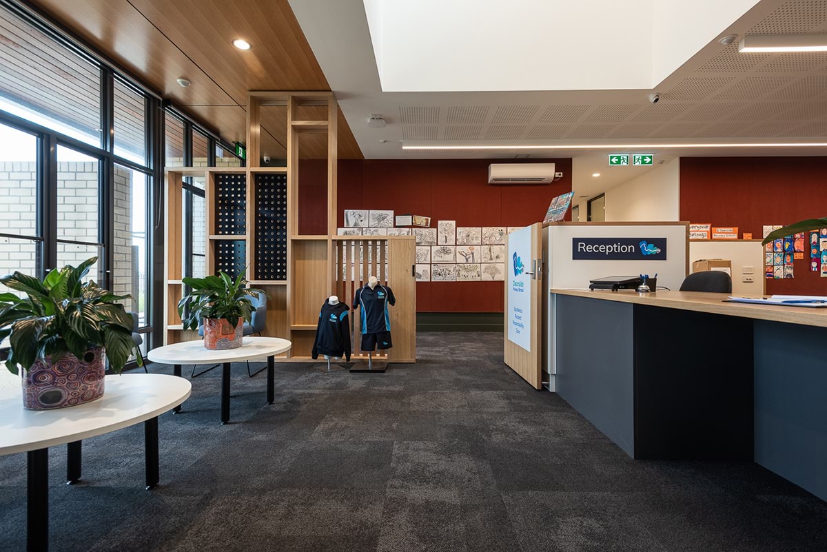 Deanside Primary School - new school, photograph of new school reception interior