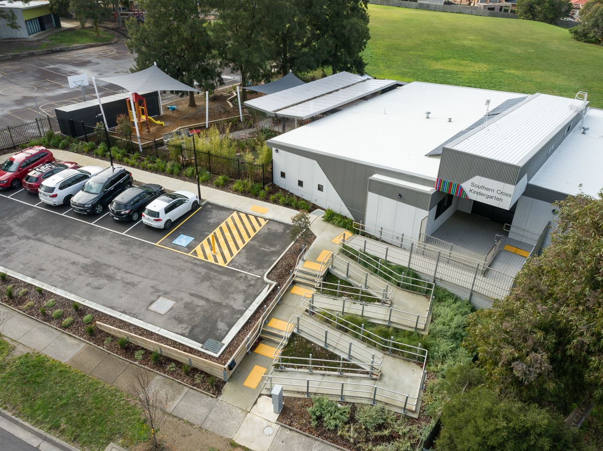 Southern Cross Kindergarten - completed project, photograph of aerial view 