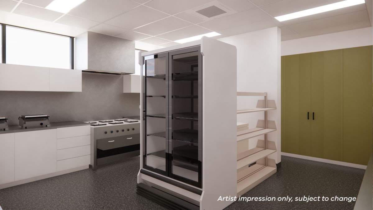 Orbost Regeneration - upgrade and modernisation, illustrated render of canteen interior