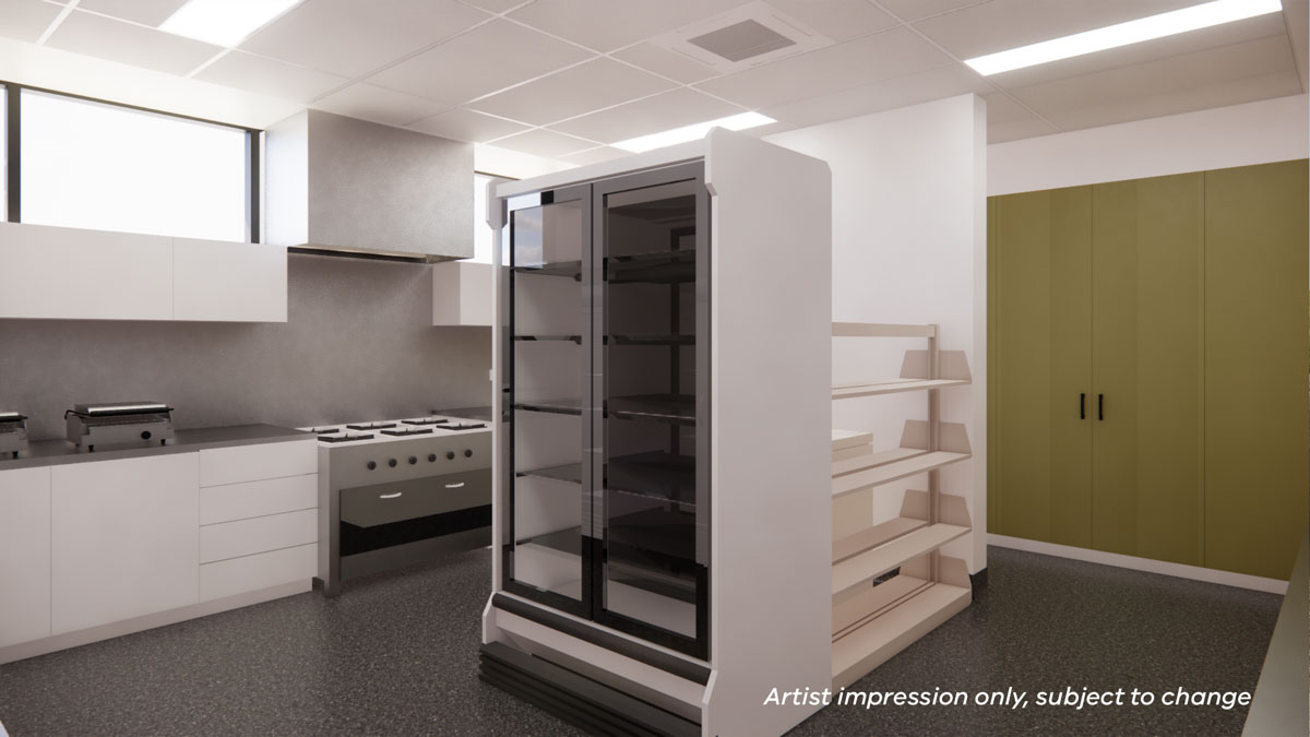 Orbost Regeneration - upgrade and modernisation, illustrated render of canteen interior