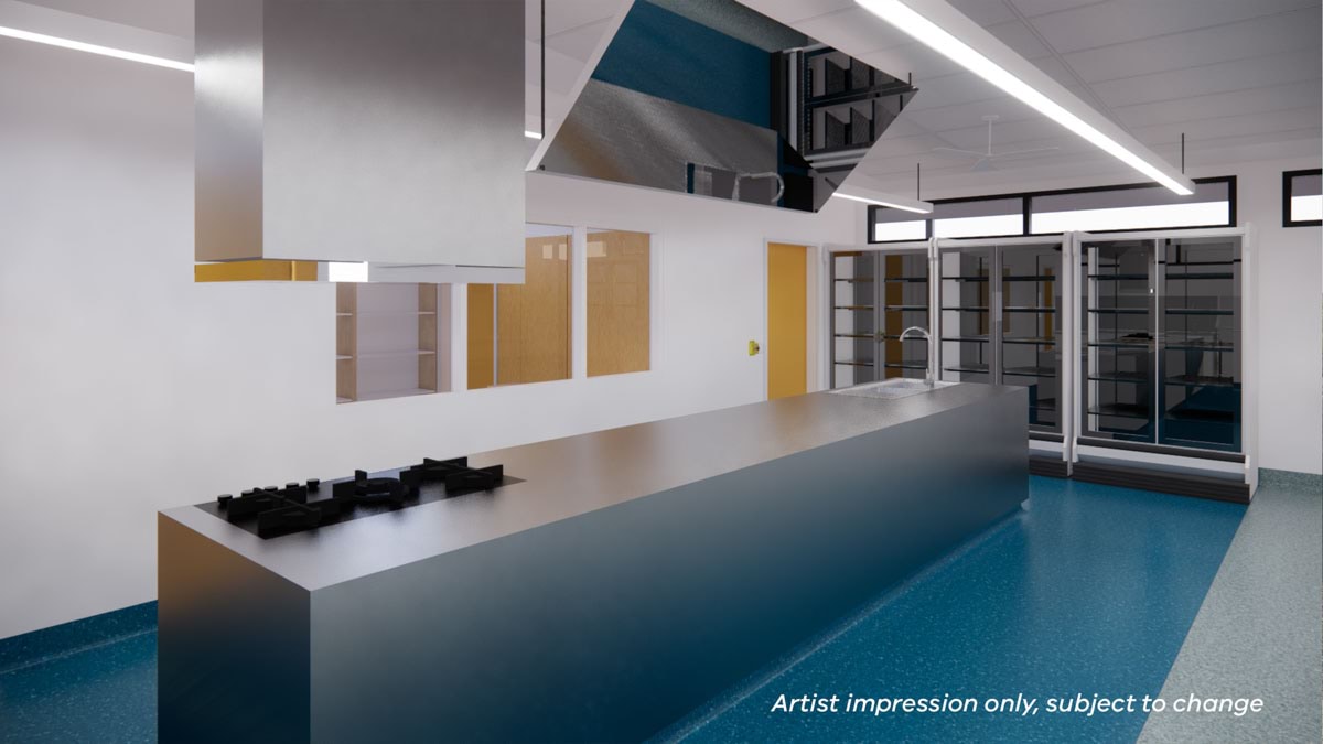 Orbost Regeneration - upgrade and modernisation, illustrated render of food technology interior