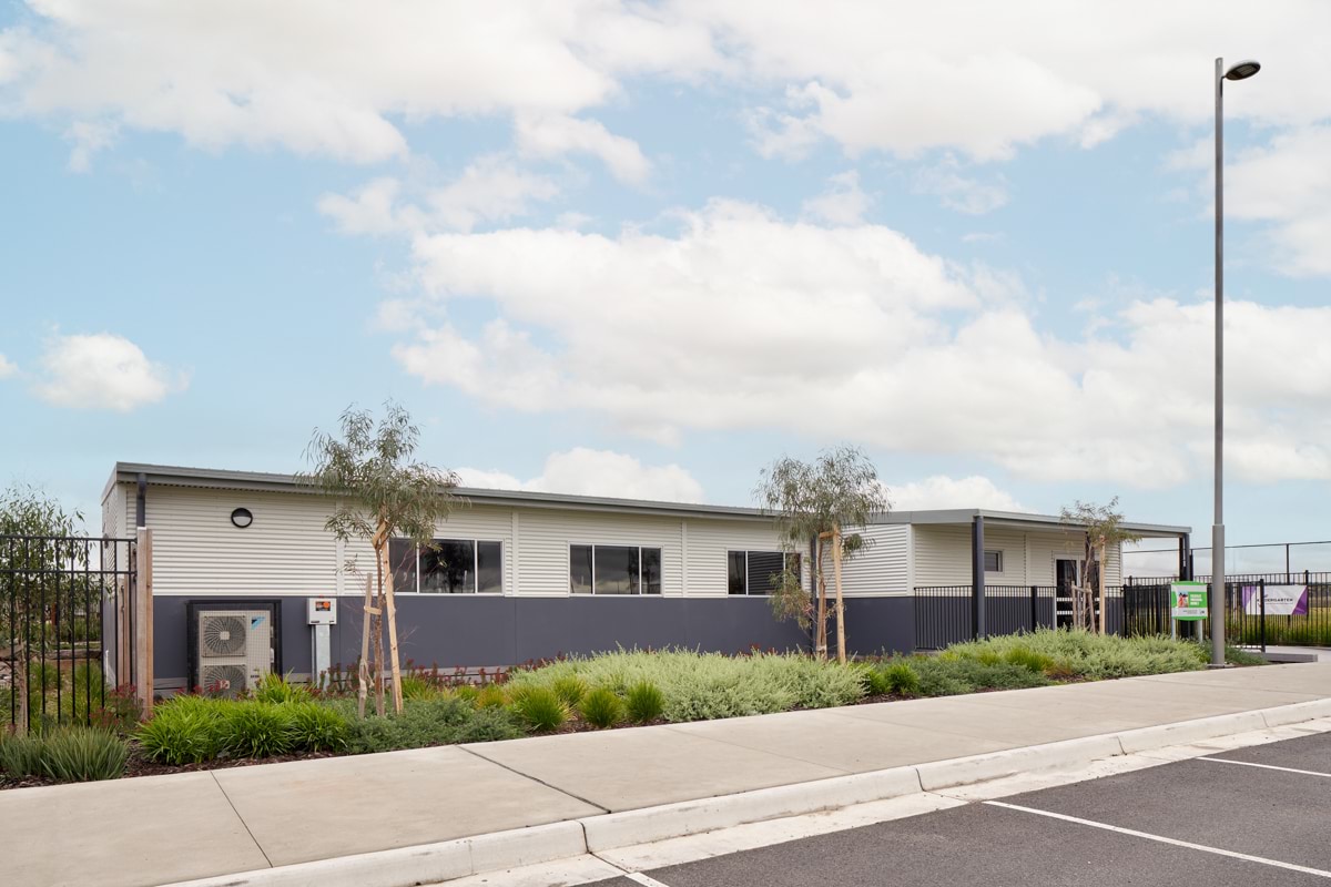 Kalkallo Interim Preschool - modular upgrade, photograph of exterior of new modular building