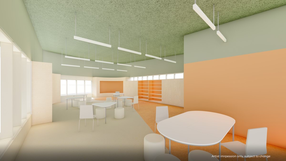 Aireys Inlet Primary School - upgrade and modernisation, illustrated render showing the interior of the school