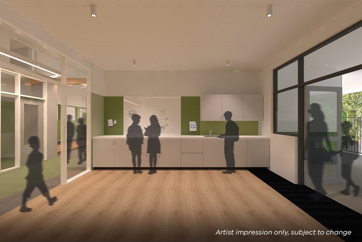 Niddrie Primary School - illustrated render of the main block interior