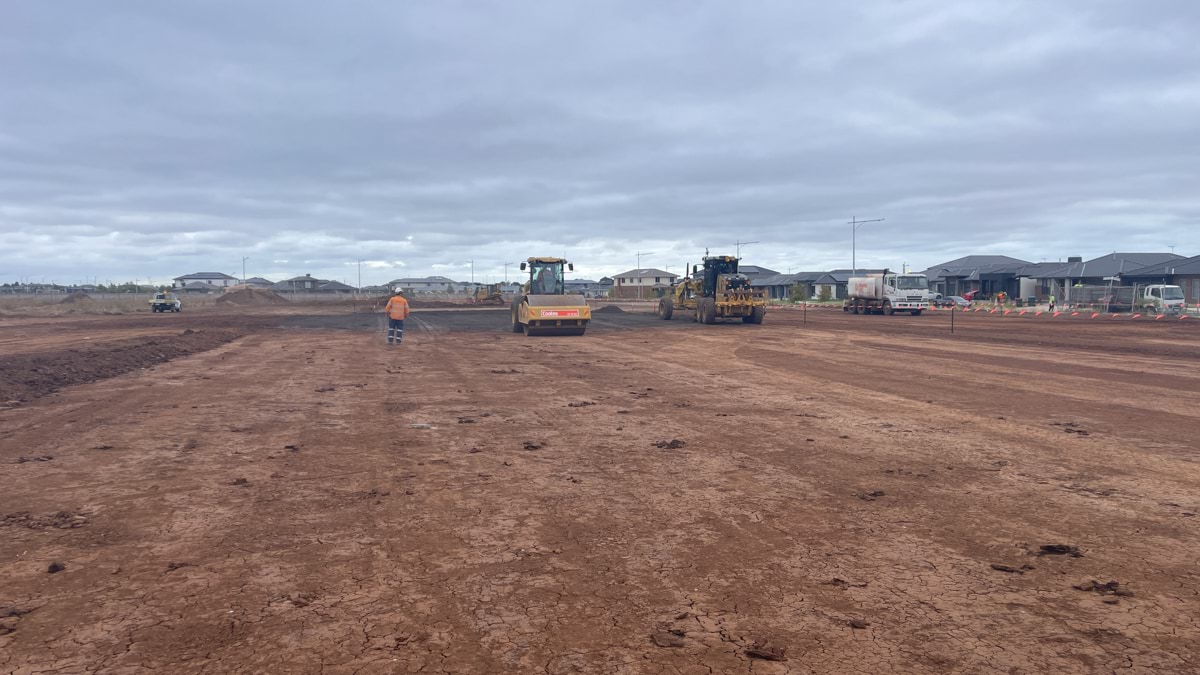 Riverdale Secondary School (interim name) - construction photo of site progress in February 2023 - site levelling