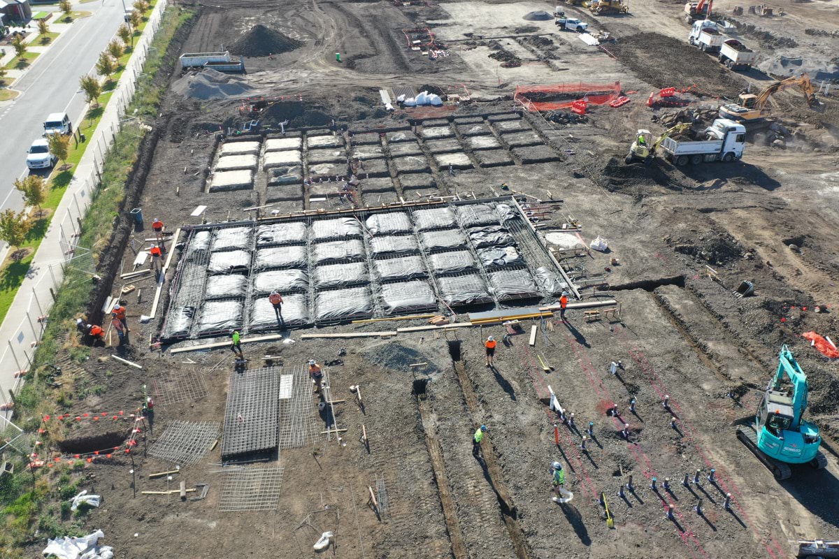 Lockerbie Central Primary School (interim name) - construction photo of site progress in February 2023