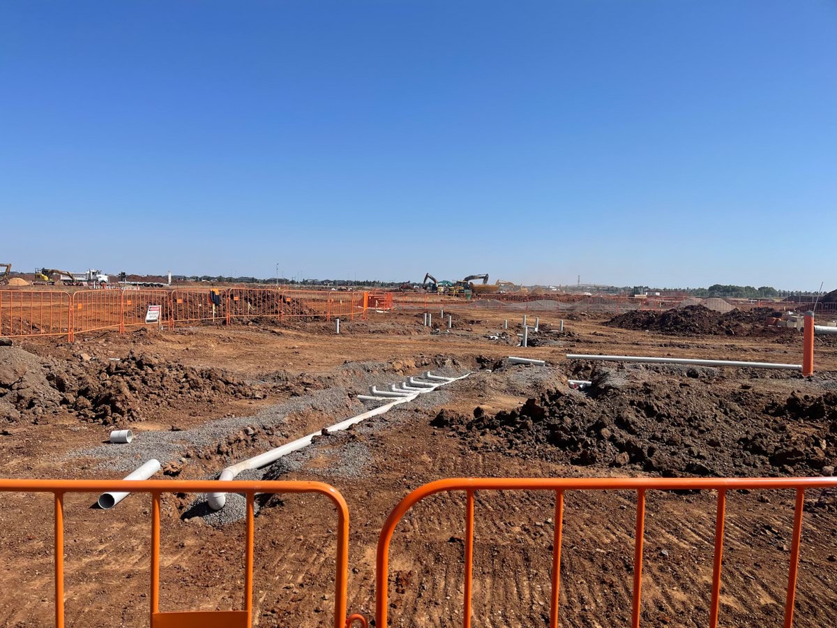 Aintree Specialist School (interim name) - construction photo of site progress in February 2023 showing foundation work