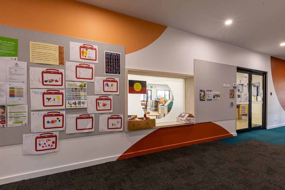 Drysdale Street Kindergarten - photo of the reception area with children's pictures on the wall