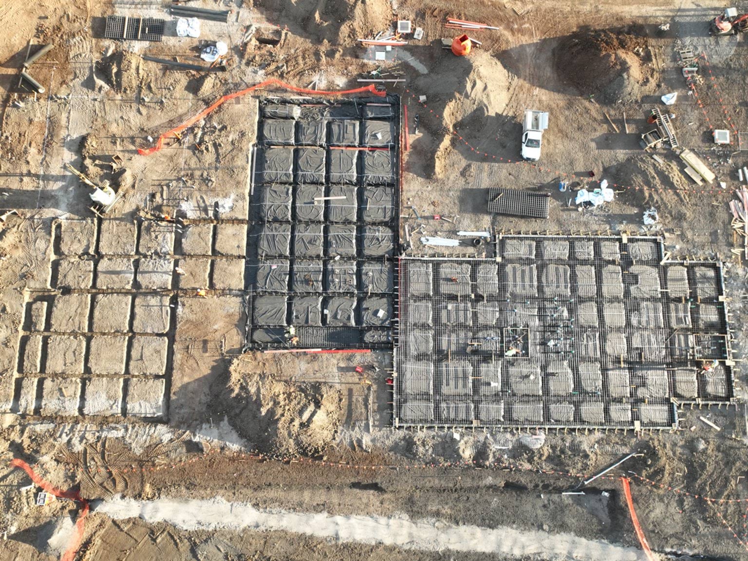 Tarneit North Primary School (interim name) - construction photo of site progress in February 2023 - aerial shot of site