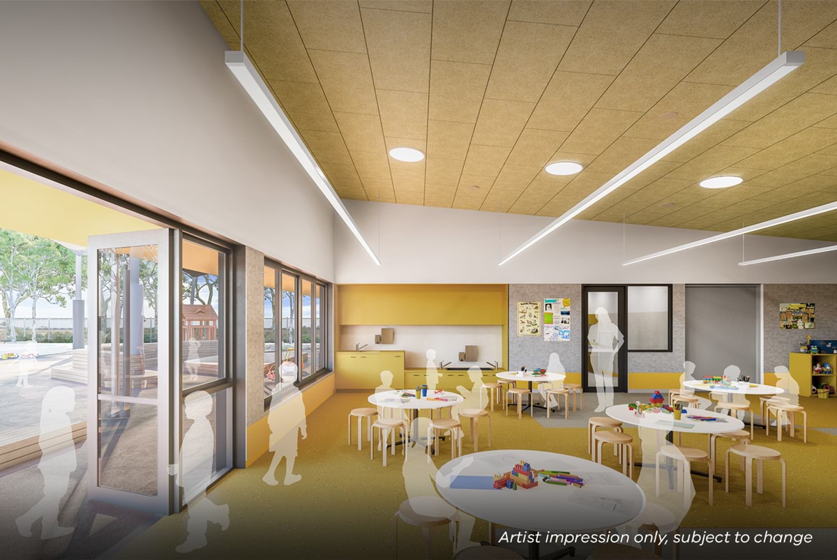 Truganina North Primary School Kindergarten (interim name) - illustrated render, General learning space