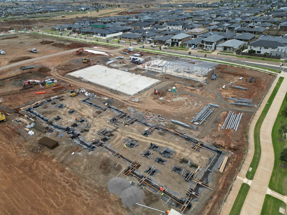 Truganina North Secondary School (interim name) - senior campus - new school, Site progress - April 2023, learning neighbourhood (classrooms)