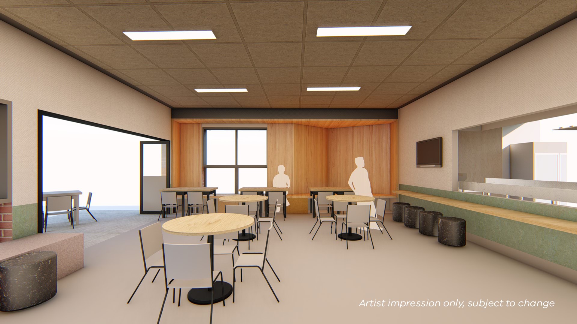 Marnebek School Cranbourne - upgrade and modernisation, Illustrated render - canteen