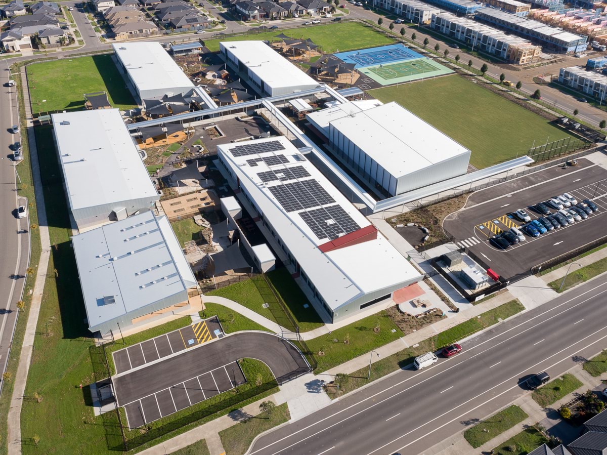 Quarters Primary School - new school, Completed school - aerial view