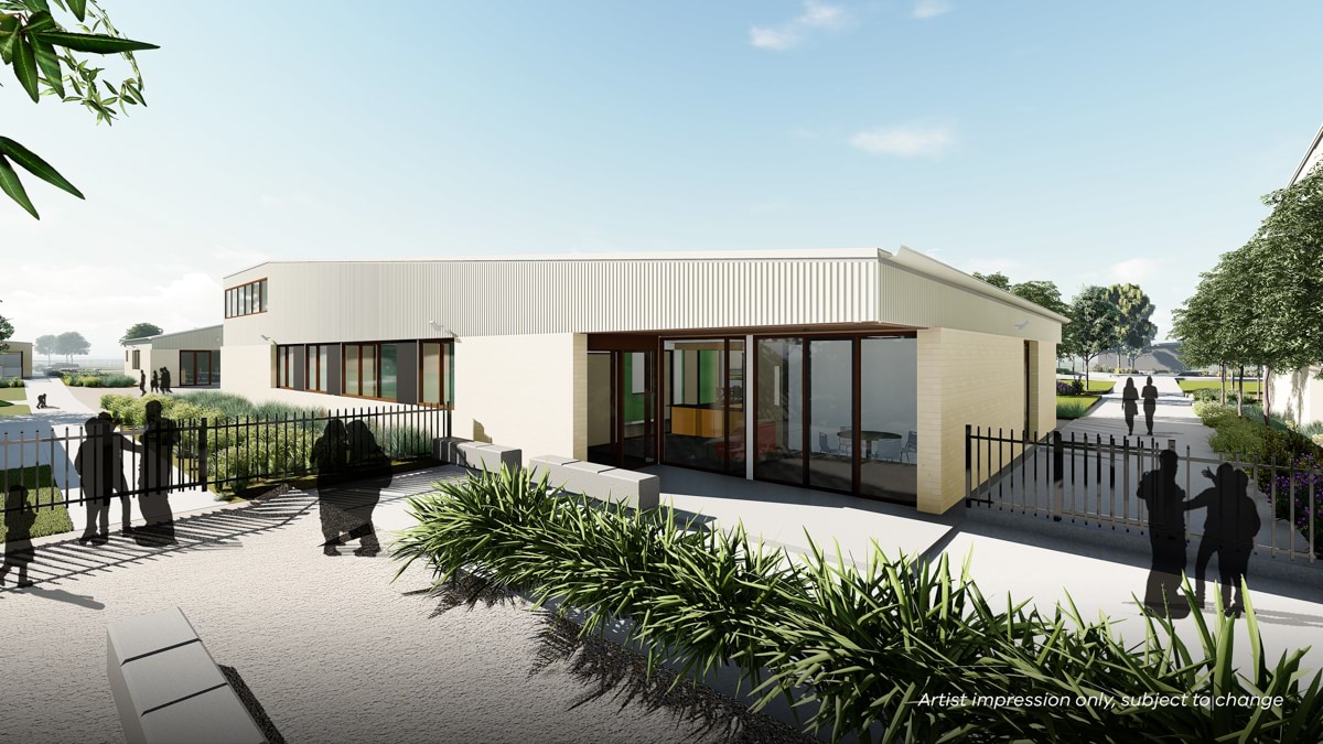 Tarneit North Primary School (interim name) - illustrated render, School entrance