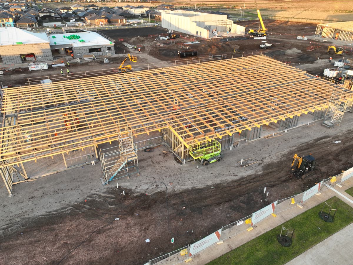 Tarneit North Primary School (interim name) - new school, Site progress - May 2023, learning neighbourhood (classrooms)