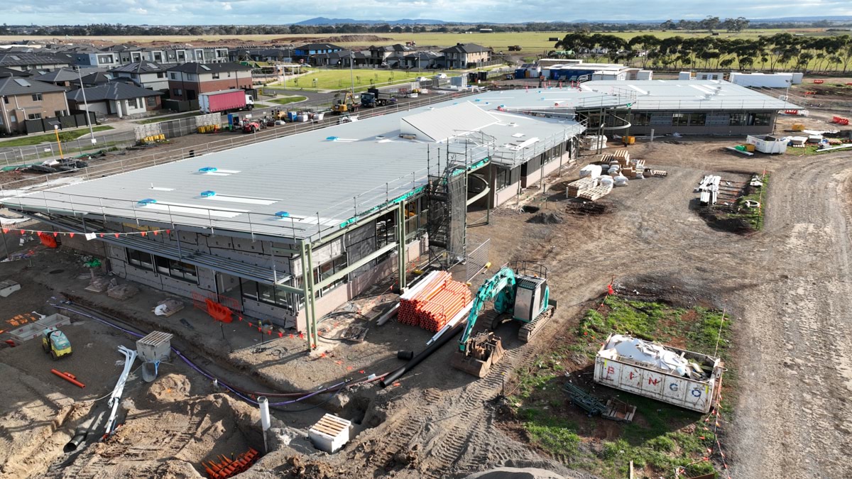 Brinbeal Secondary College - new school, Site progress - August 2023, learning neighbourhood (classrooms)