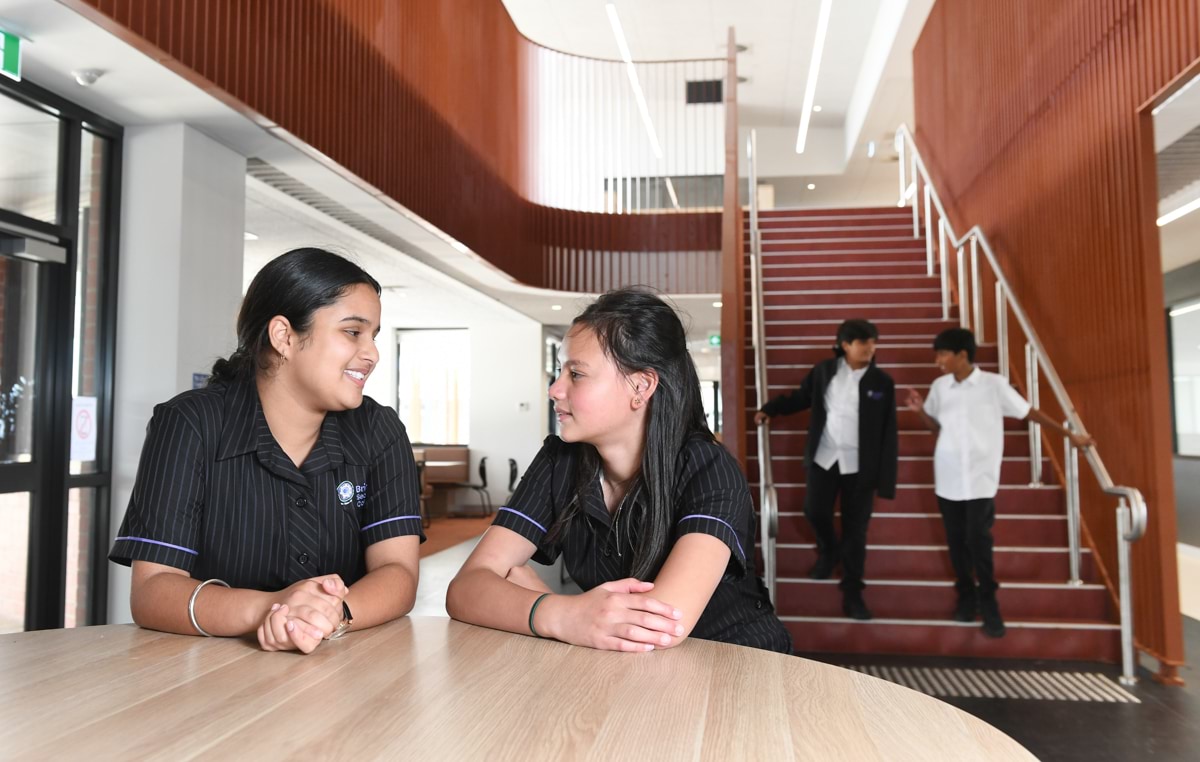 Brinbeal Secondary College – official opening, students enjoying their learning spaces