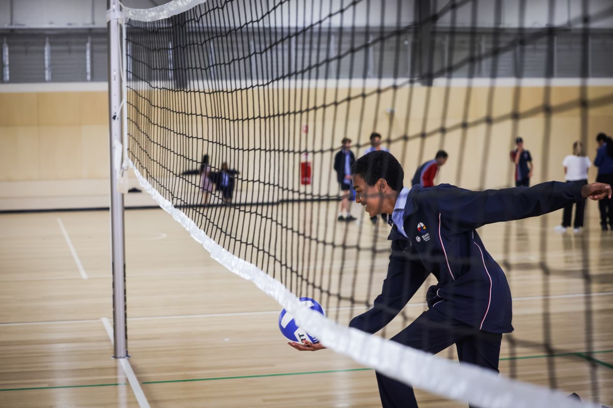 Bemin Secondary College – official opening, students playing on their inside courts