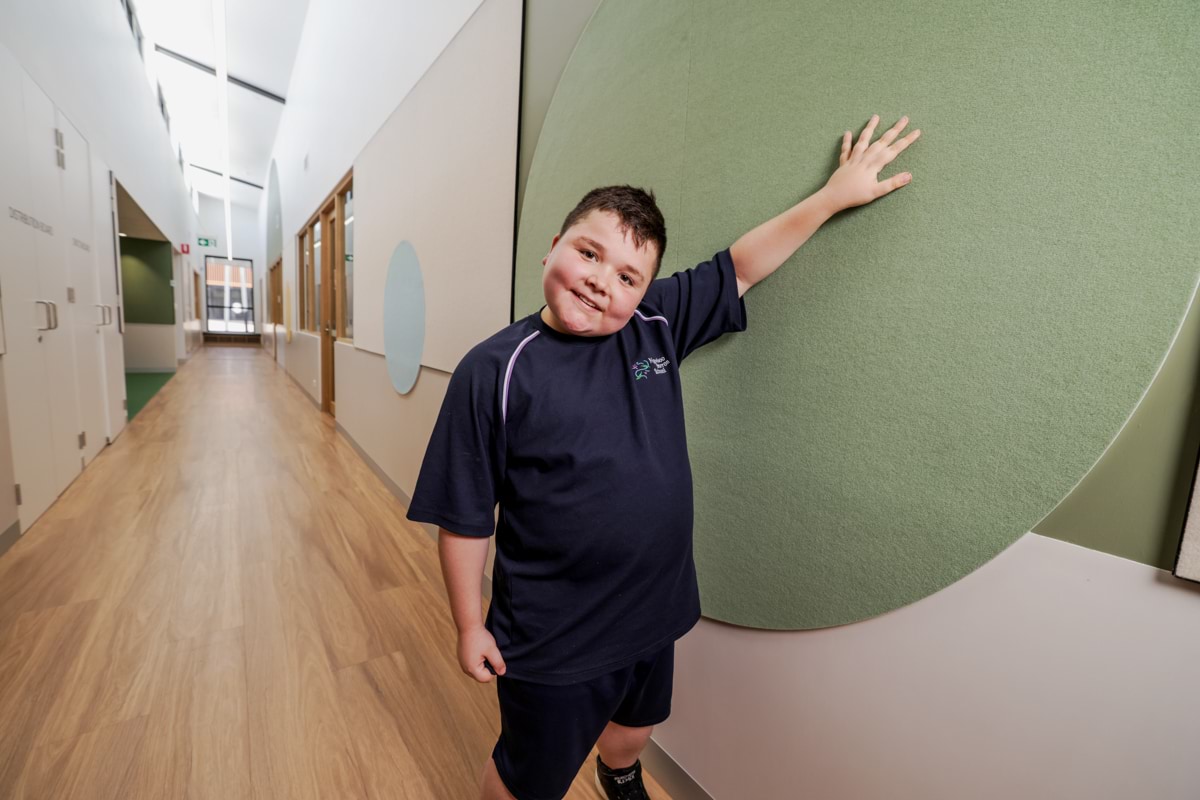 Nganboo Borron School – official opening, a student enjoying their new school