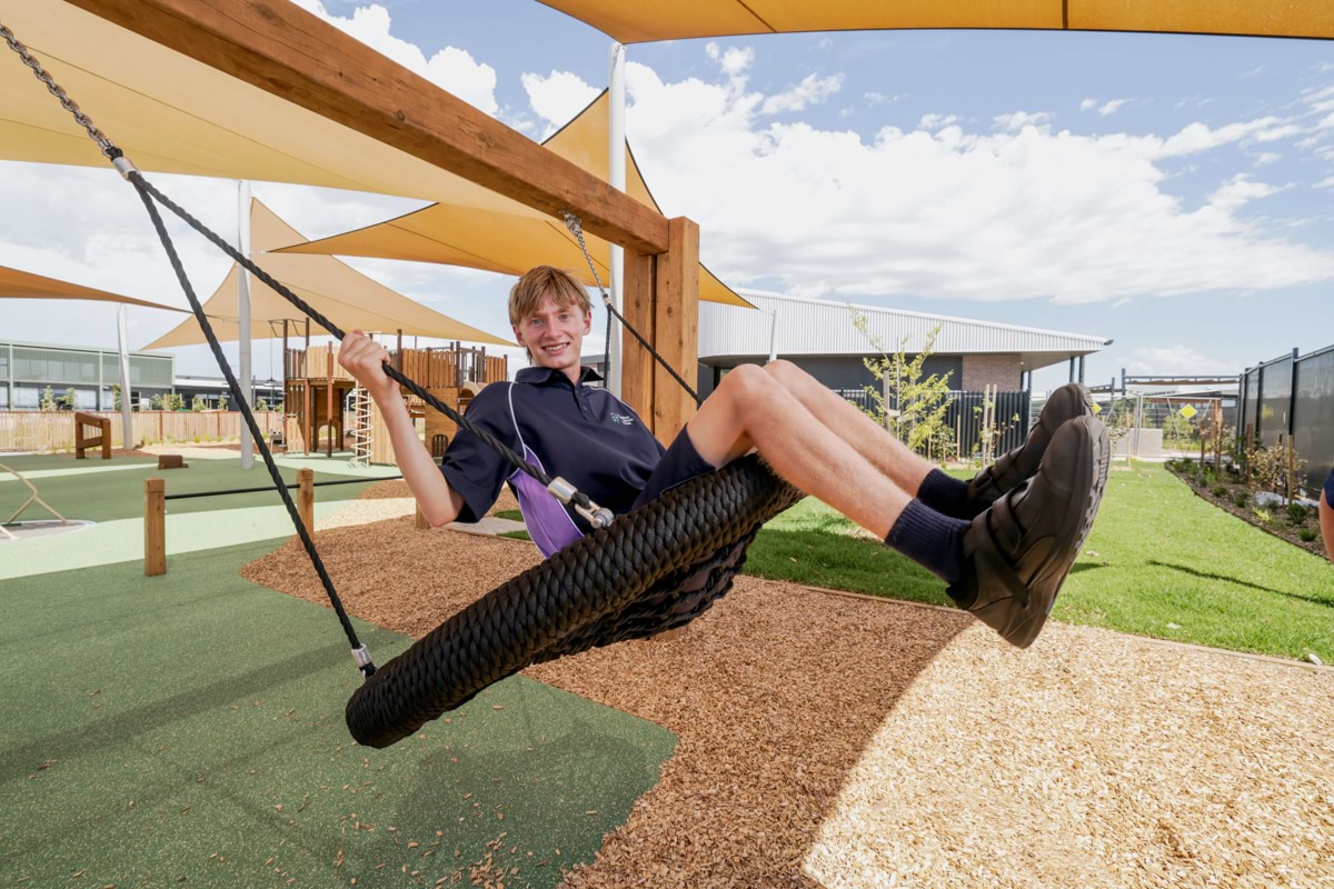 Nganboo Borron School – official opening, a student enjoying their outdoor play space