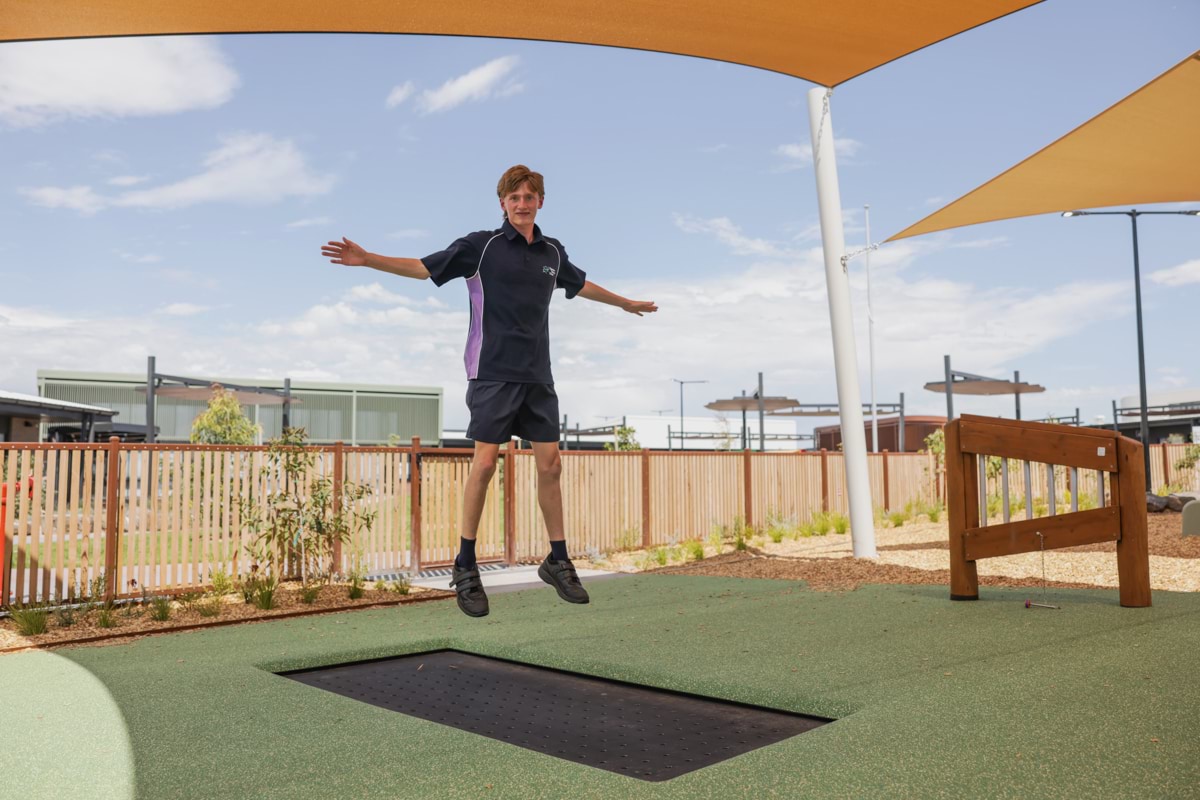 Nganboo Borron School – official opening, a student enjoying their outdoor play space