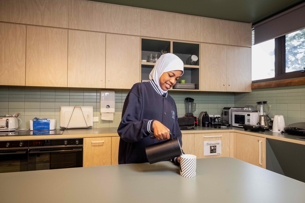 Ascot Vale Heights School - completed upgrade, photograph of senior kitchen