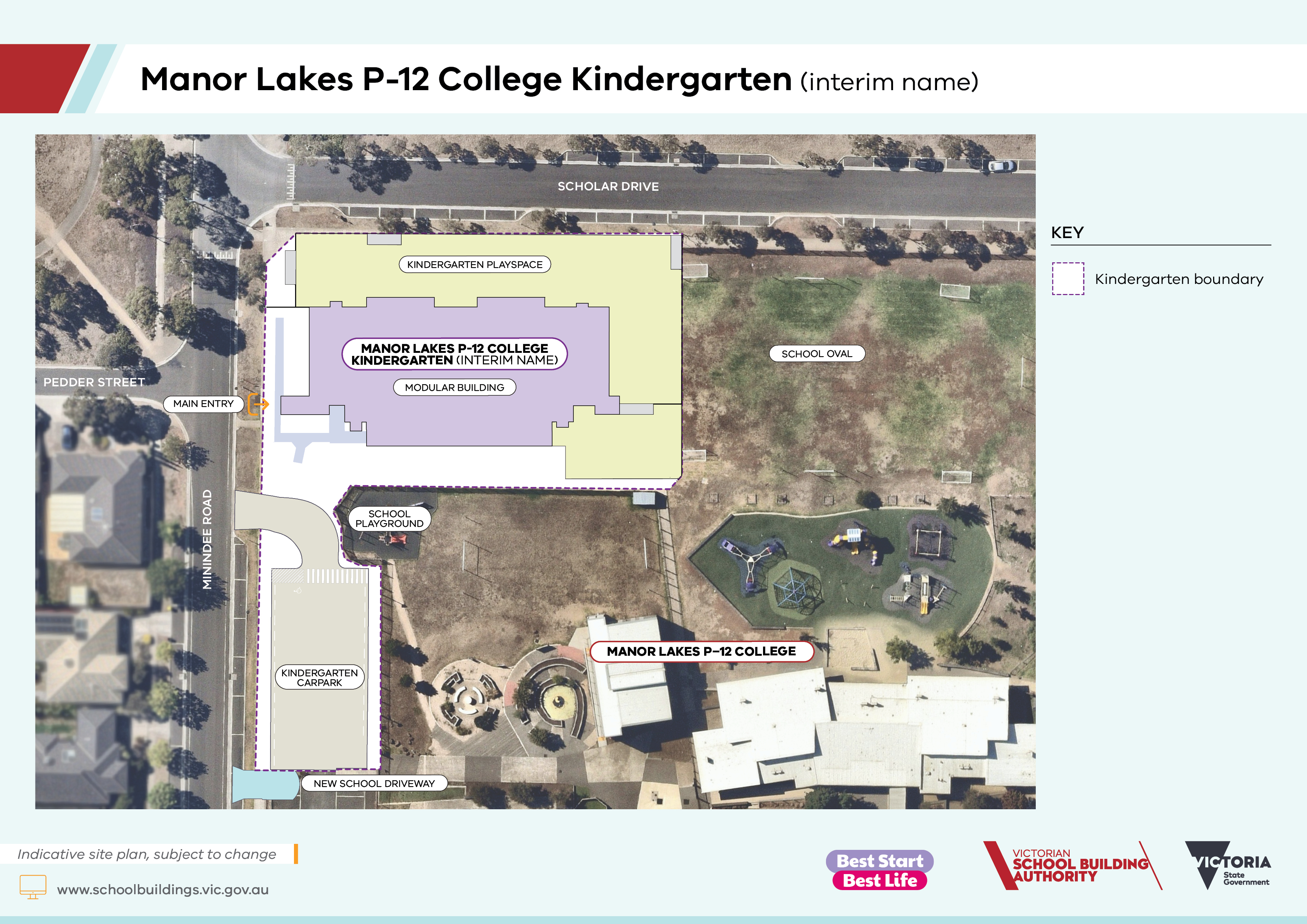 An indicative site plan of Manor Lakes P-12 College Kindergarten (interim name)