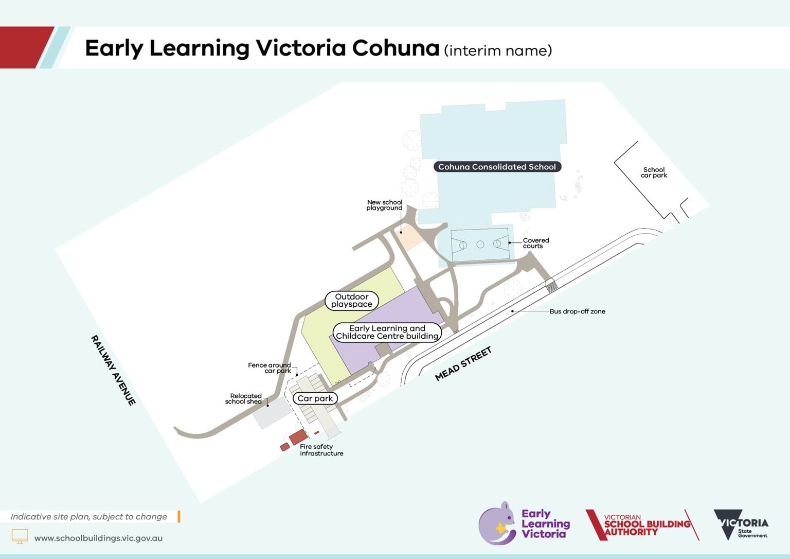 An indicative site plan of Early Learning Victoria Cohuna (interim name)