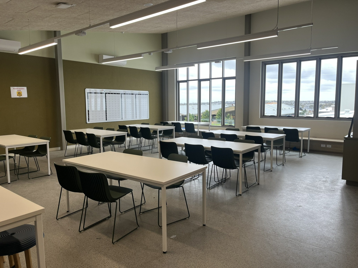 Inside a new classroom at Gamadji Primary School